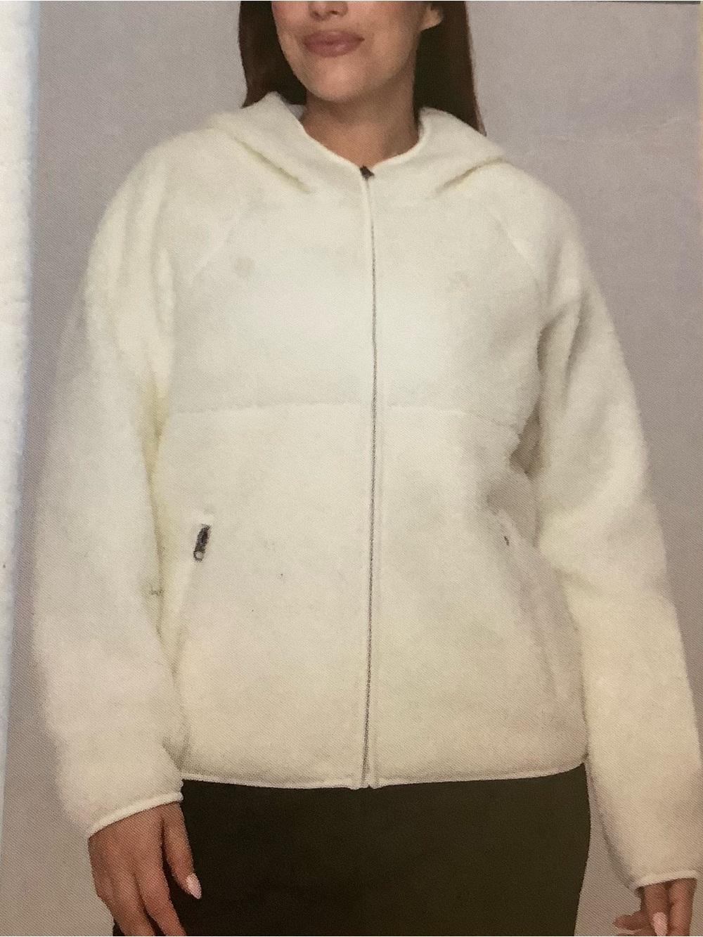 NEW Sierra Designs Women's Ivory Hooded Zip-Up Sherpa Jacket Sz.M